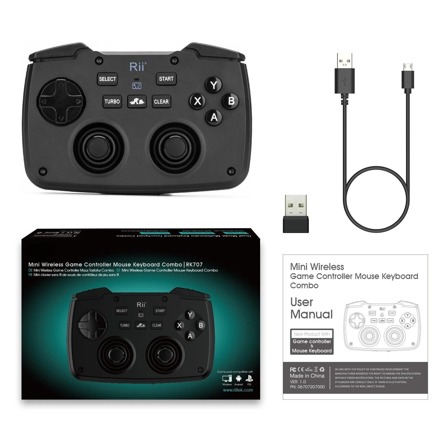 Rii Mini Wireless Game Controller Keyboard Combo with Touchpad & Backlit
