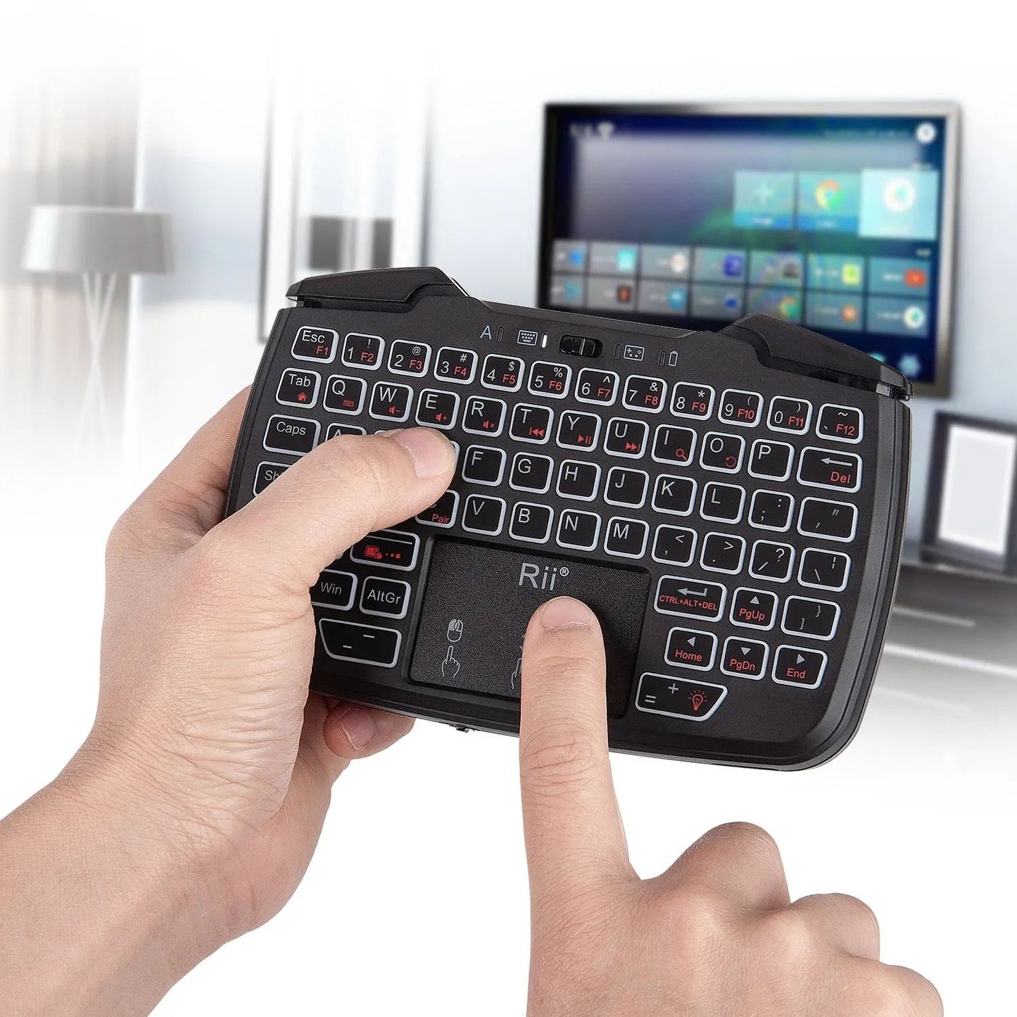 Rii Mini Wireless Game Controller Keyboard Combo with Touchpad & Backlit