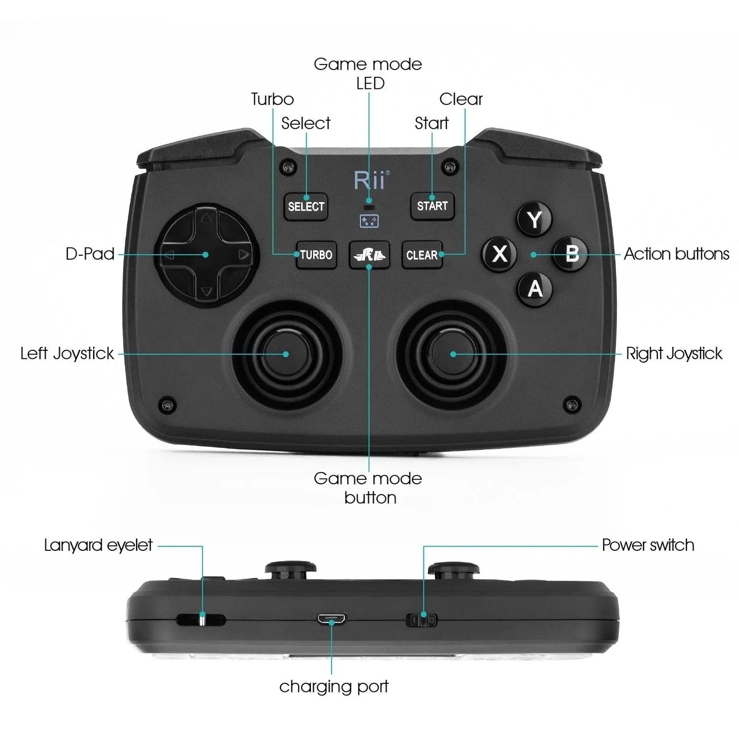 Rii Mini Wireless Game Controller Keyboard Combo with Touchpad & Backlit