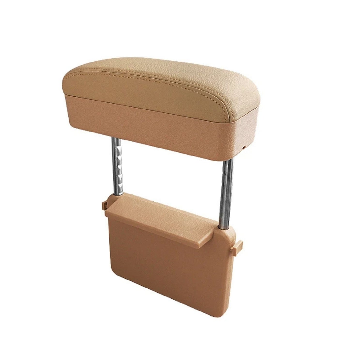 Beige car armrest with storage compartment on a white background