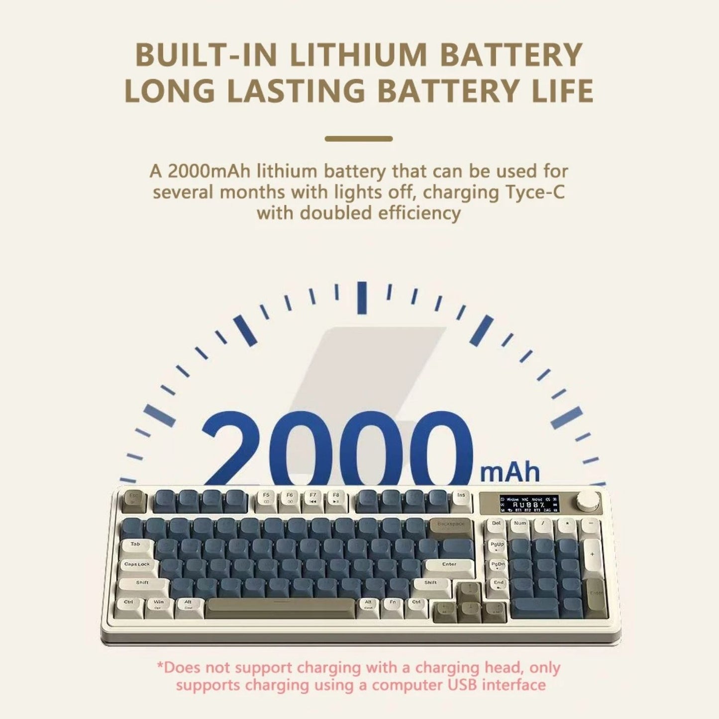 Gaming Keyboard with RGB Backlight, Multifunction Knob & Display Screen