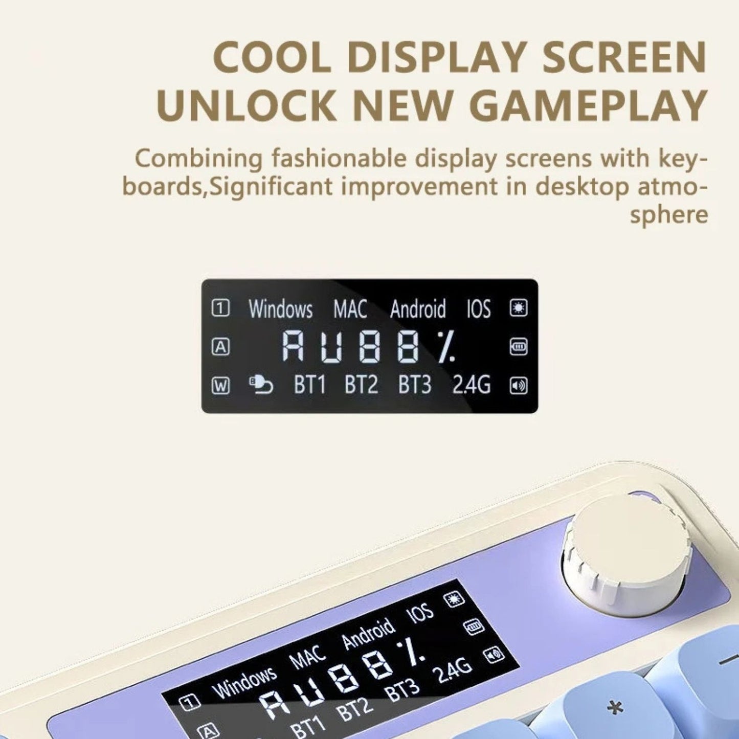 Gaming Keyboard with RGB Backlight, Multifunction Knob & Display Screen