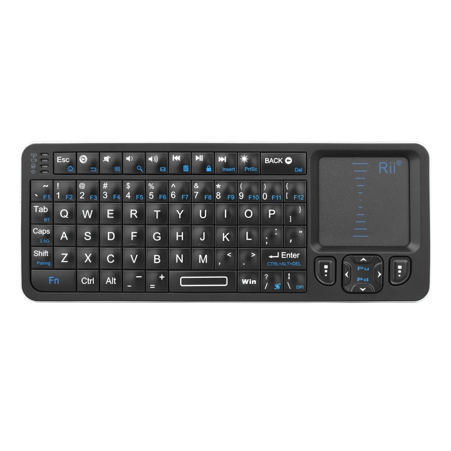 Mini Bluetooth & 2.4GHz Wireless Backlit Keyboard with Touchpad & IR Learning