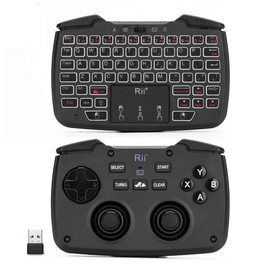 Rii Mini Wireless Game Controller Keyboard Combo with Touchpad & Backlit