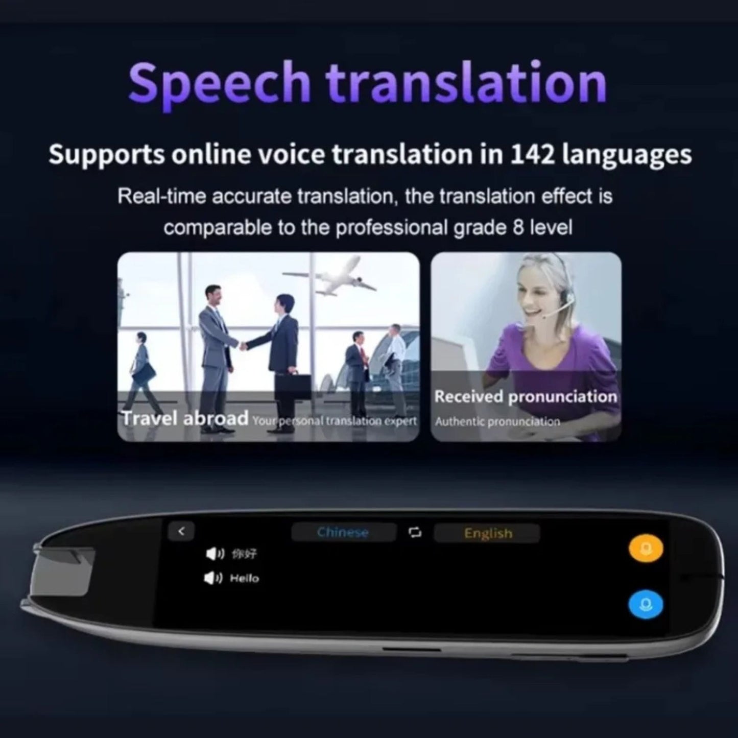 Smart Voice Translator Pen – 142 Languages