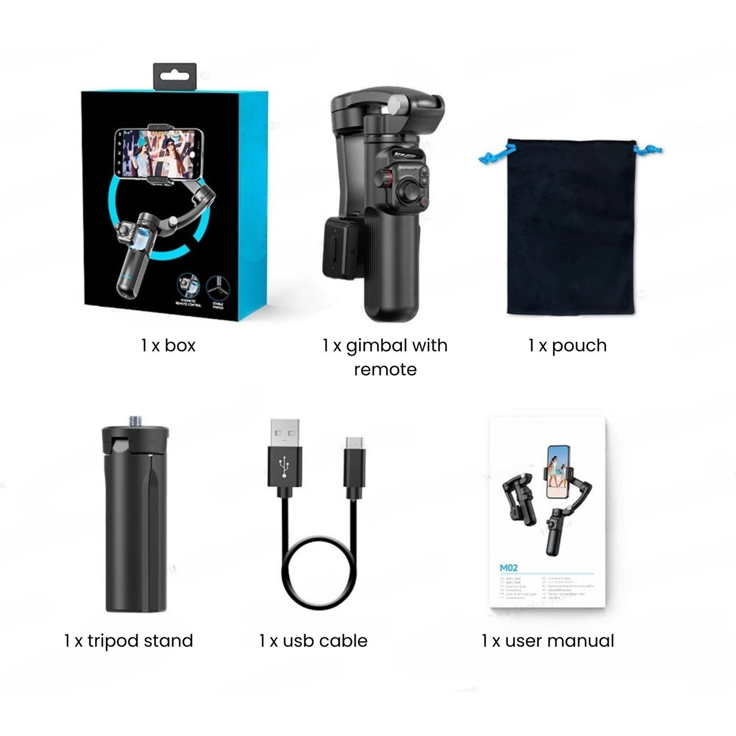 Handheld 3-Axis Smartphone Gimbal Stabilizer with Tripod, Remote & AI Tracking for iPhone and Android