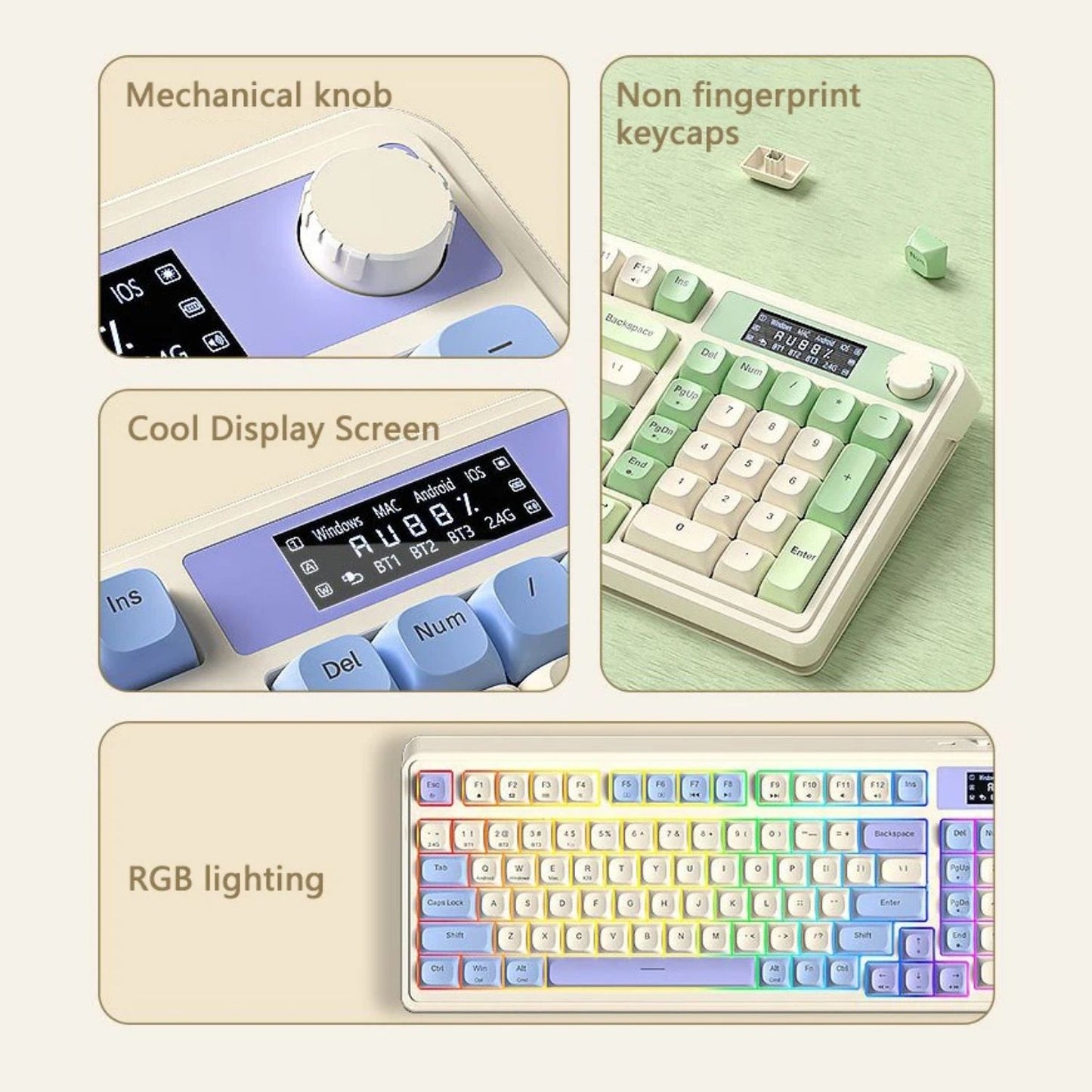 Gaming Keyboard with RGB Backlight, Multifunction Knob & Display Screen