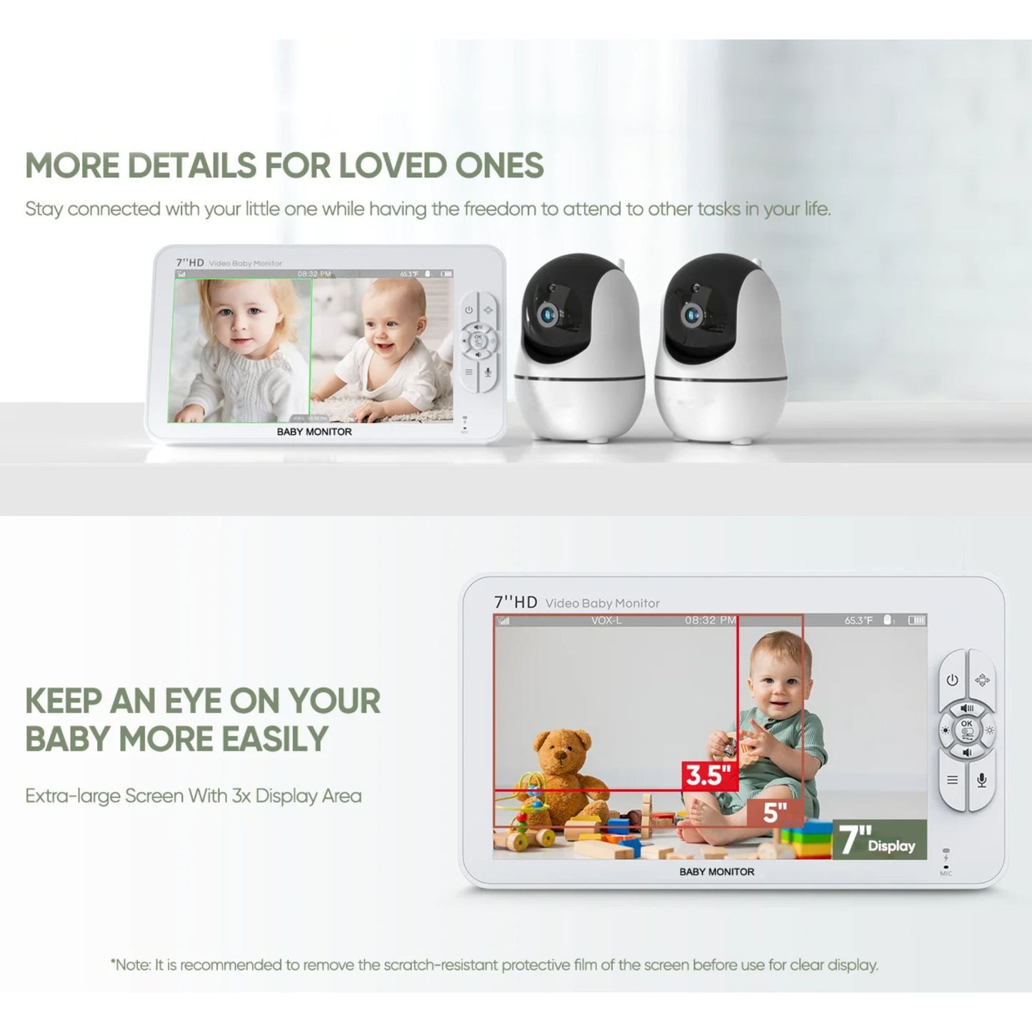 Baby Monitor 7" HD Split Screen