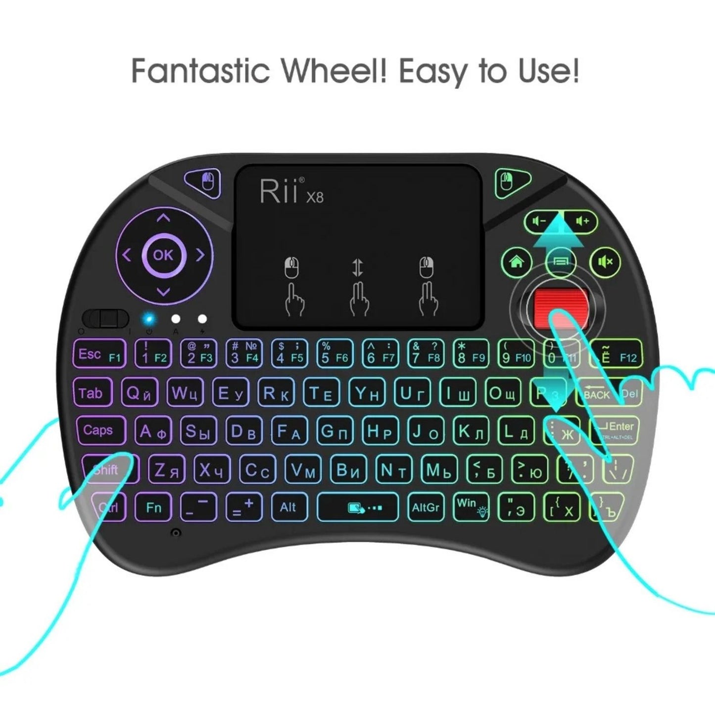 Rii X8 2.4GHz Wireless Mini Keyboard with Touchpad & Backlit