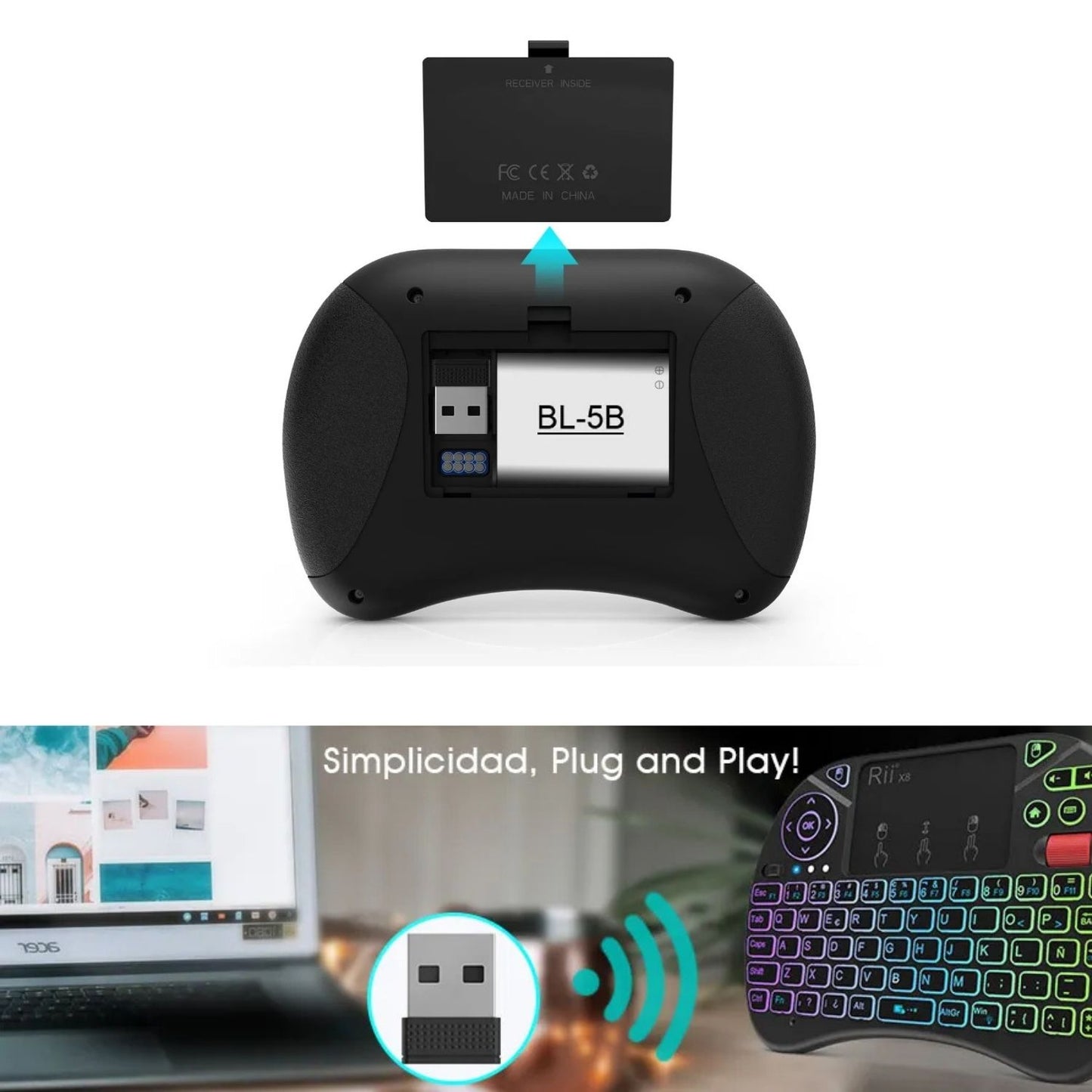 Rii X8 2.4GHz Wireless Mini Keyboard with Touchpad & Backlit