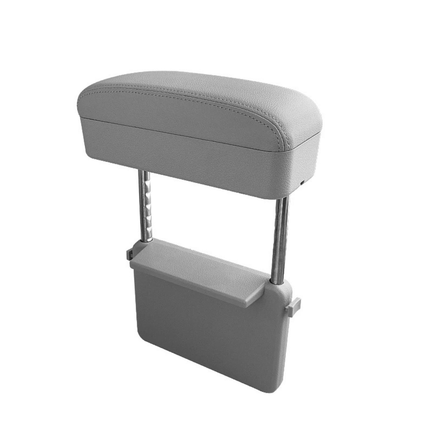 Gray car armrest with storage compartment on a white background